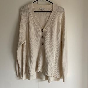 Madewell Cream Ribbed Lyle Henley Sweater